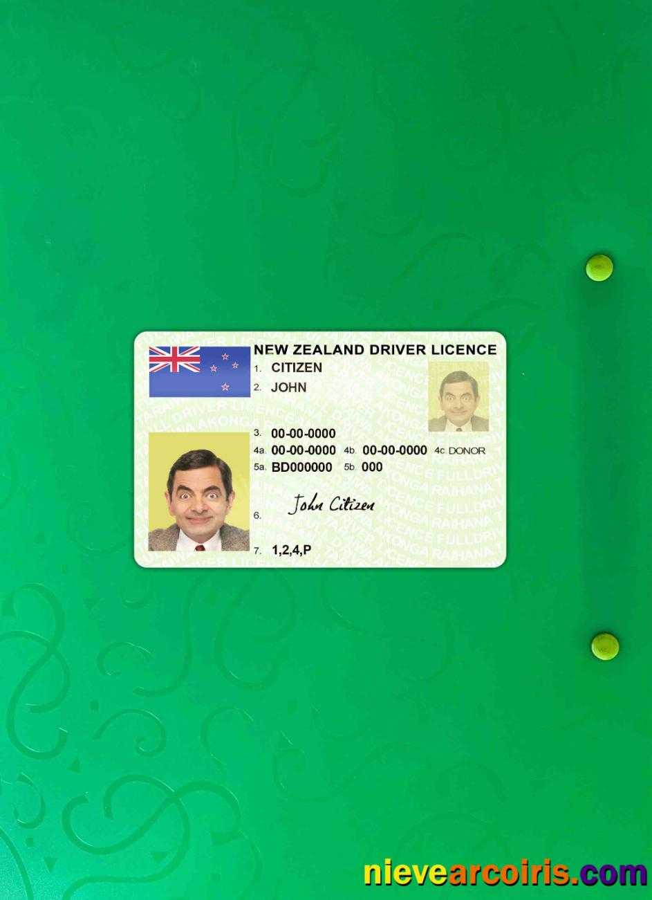 New Zealand green driving license (fully qualified) photolook